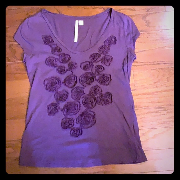 LC Lauren Conrad Tops - Lauren Conrad Purple Flowered Tee SzS 3/$30